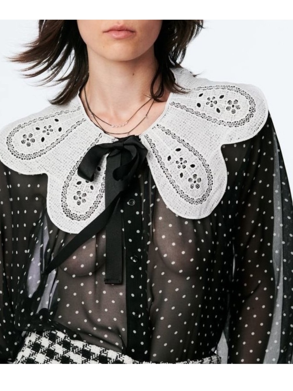 🍂 Zara Blouse with Claudine Lace Collar 🍂